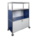 USM Haller furniture in gentian blue and white with a drop-down door on wheels.