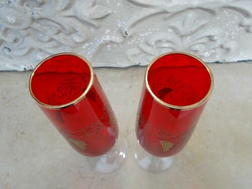 2 flutes champagne artisanat Murano décor pampres