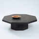 Brutalist Octagonal Coffee Table in Black Stone Look Resin, 1970s