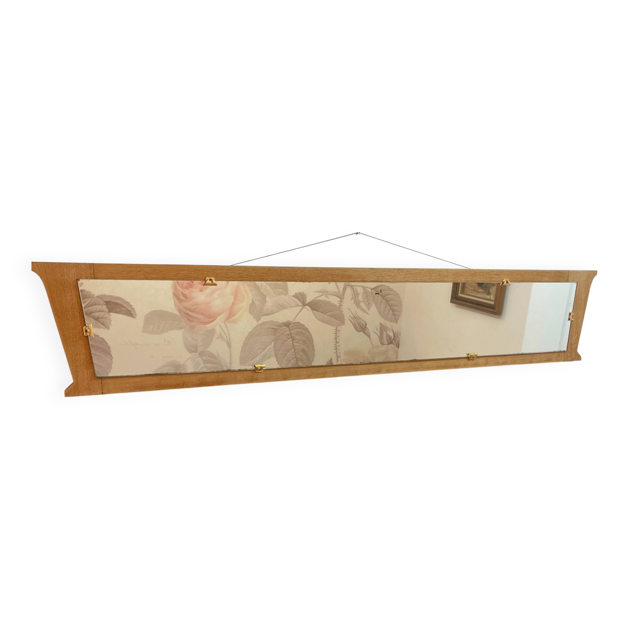 Trapezoidal oak mirror - 182x32cm