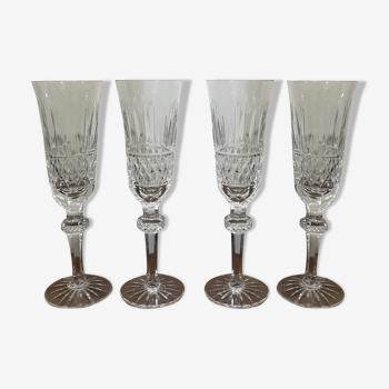 Set de 4 flûtes à champagne cristal de Lorraine style Saint Louis