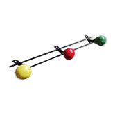 Vestiaire portemanteaux acier 3 patères et boules bois