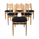 Lot de 6 chaises vintage bois assise tissu, style Mid-Century scandinave