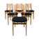 Lot de 6 chaises vintage bois assise tissu, style Mid-Century scandinave