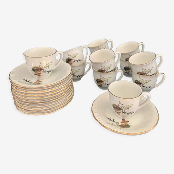 Set of 6 coffee cups and their saucers Digoin Sarreguemines