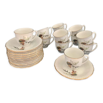Set of 6 coffee cups and their saucers Digoin Sarreguemines