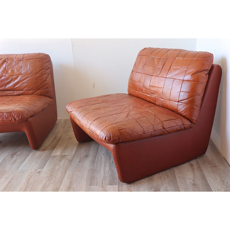 Pair of vintage 1970 patchwork leather heaters