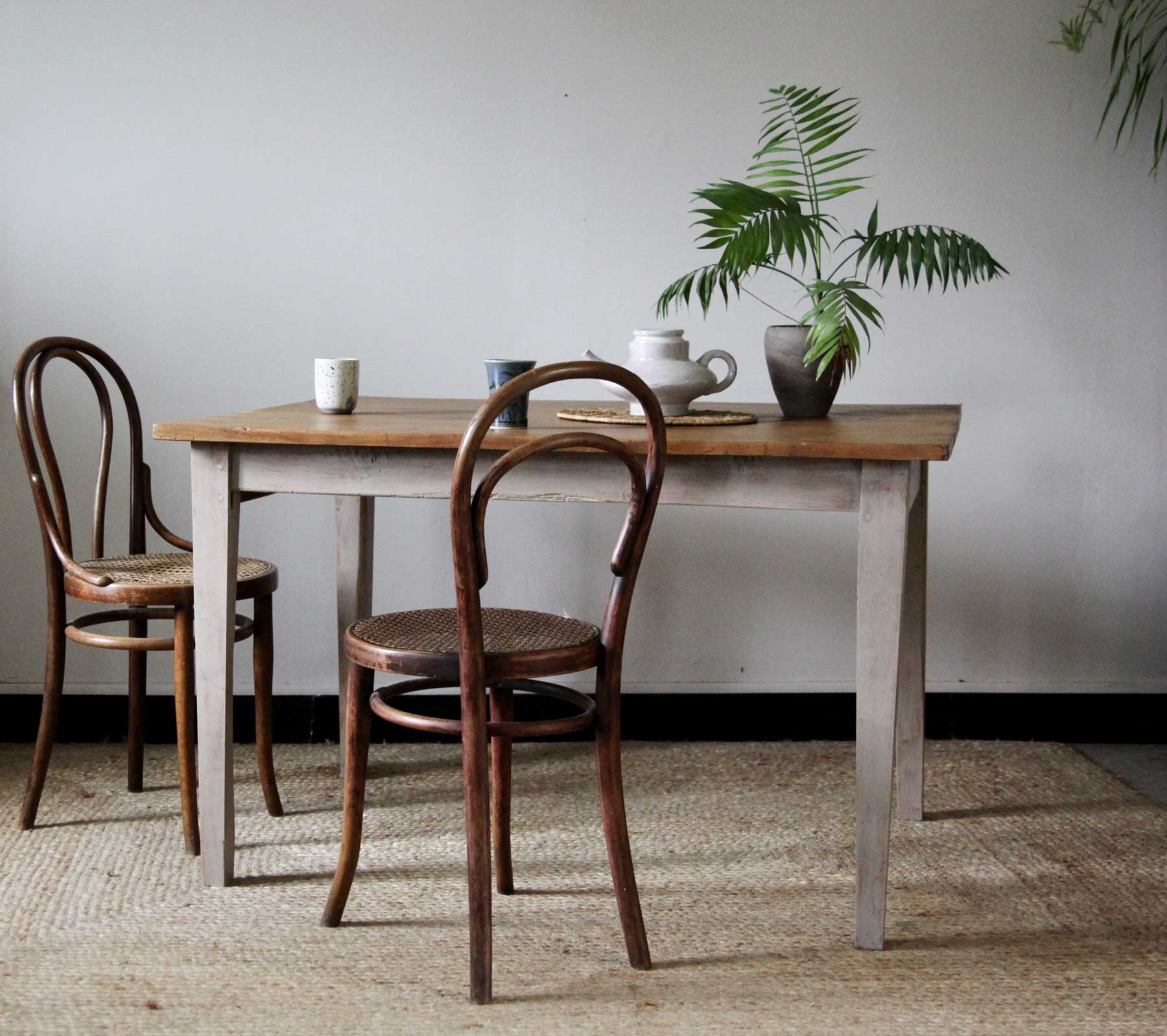Patinated wooden dining table