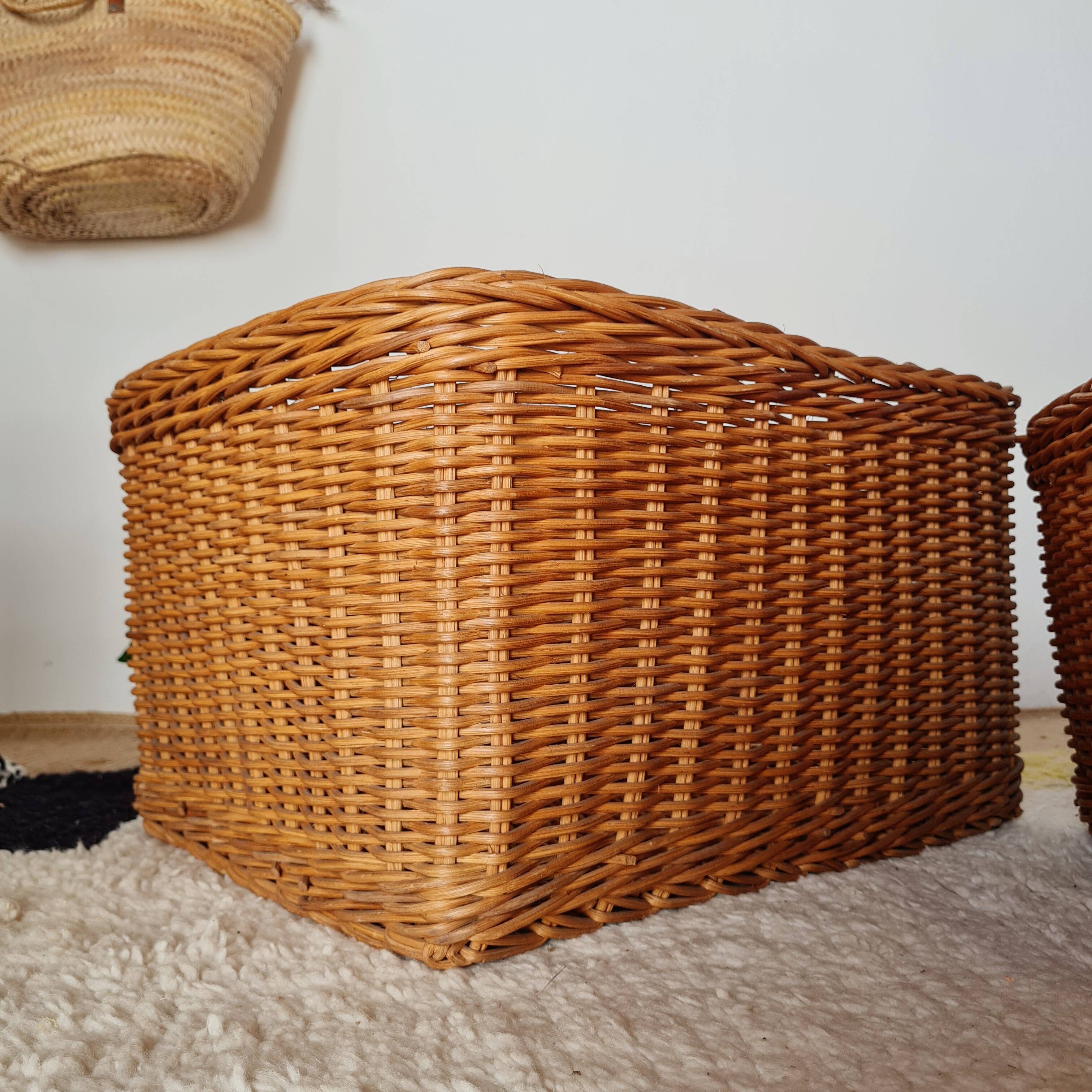 Pair of wicker baskets - planters