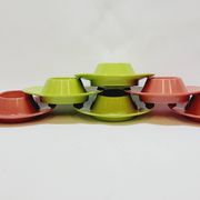 6 vintage plastic egg cups 1960s Schumm Plastic Style new in box