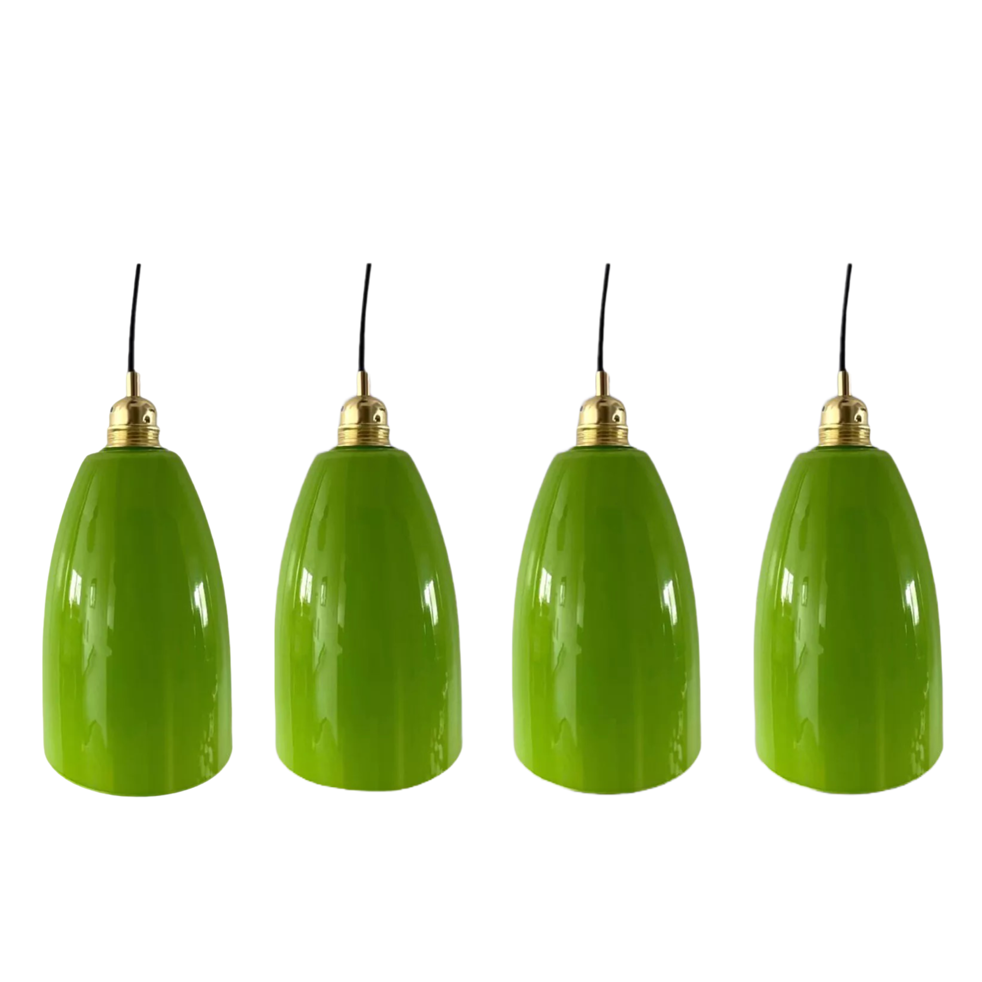 Set of four new electrified green opaline suspensions