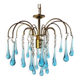 Murano glass waterfall chandelier with tassels and water drops