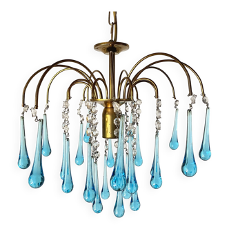 Murano glass waterfall chandelier with tassels and water drops