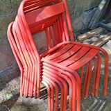 Series of 8 red Tolix chairs