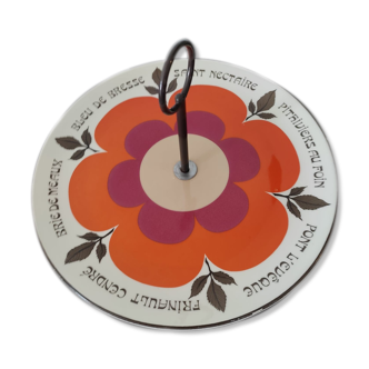 Vintage cheese platter 1970, signed Gien France, Harmony collection for Marie-Pierre Boitard.