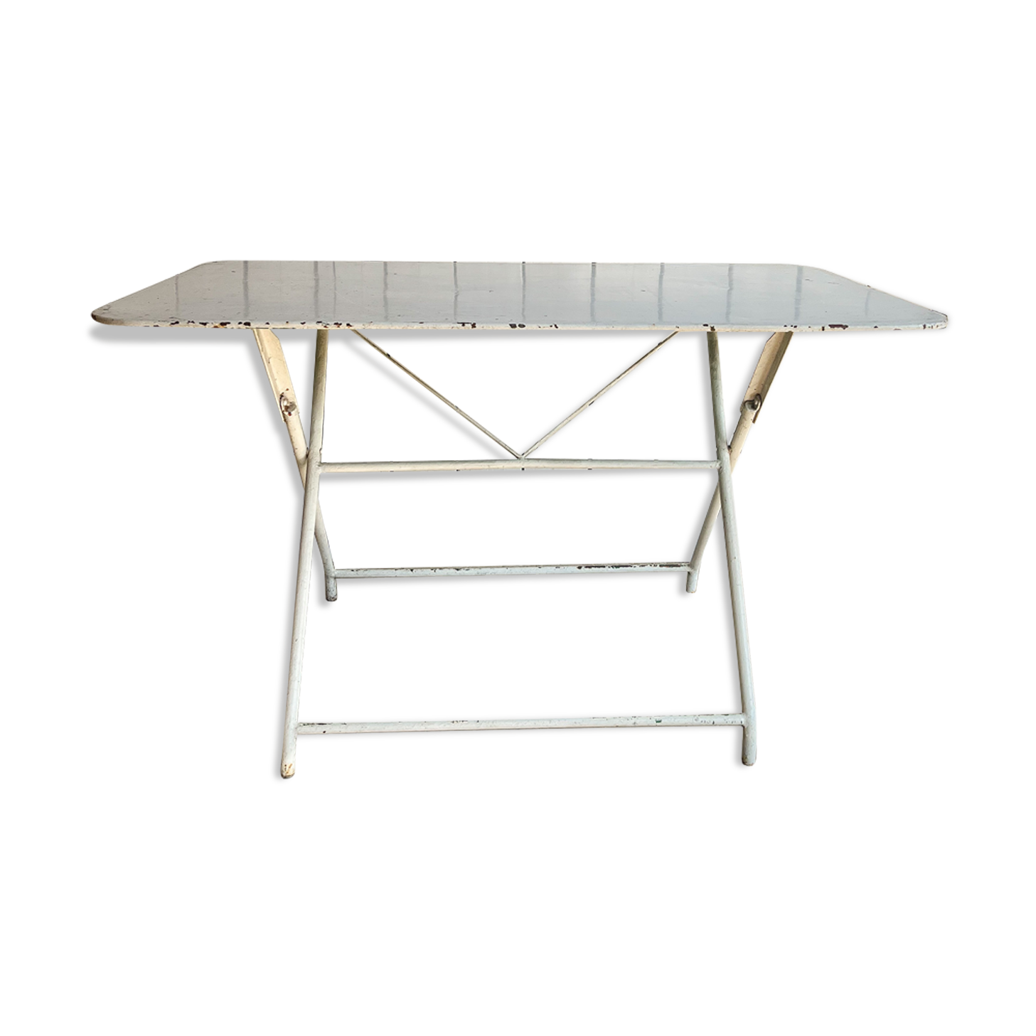 White folding metal bistro table