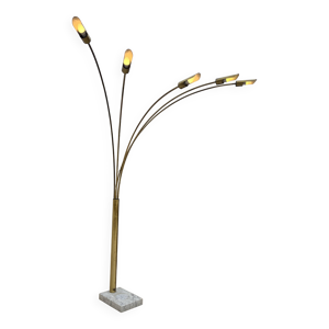 lampadaire 5 feux doré