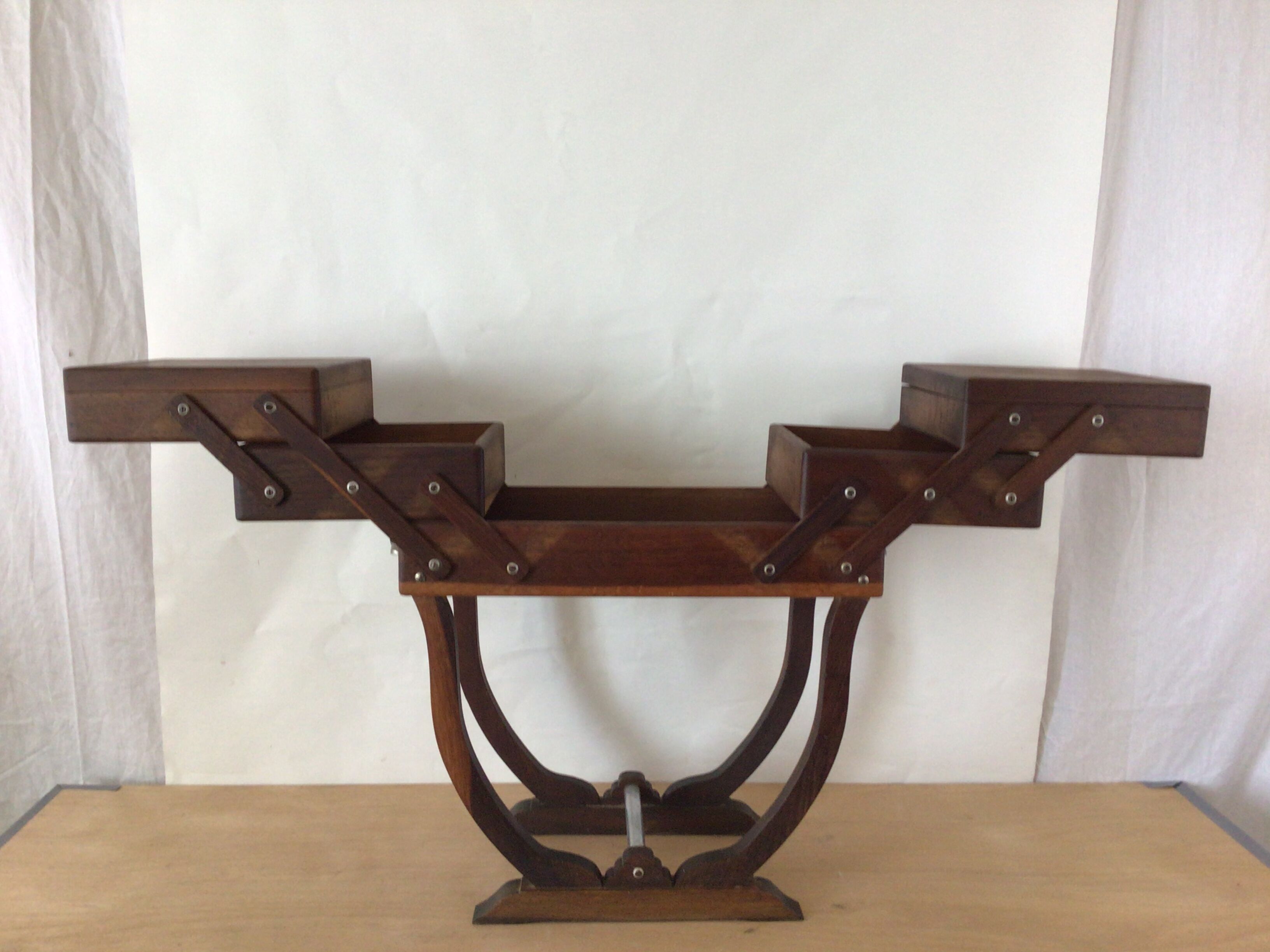 Worker on wooden feet