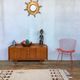 Hifi tv stand enfilade Scandinavian style 1960 vintage teak feet compass