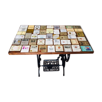 Table with wine labels