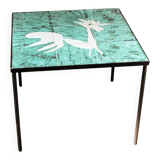 Vintage ceramic coffee table; rooster motif