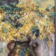 Original Swedish Oil on Canvas – “Vessel with Mimosa” by Monica Gilhorn – Signed – Vintage & Framed – 40 × 31.5 cm (15.7" × 12.4")