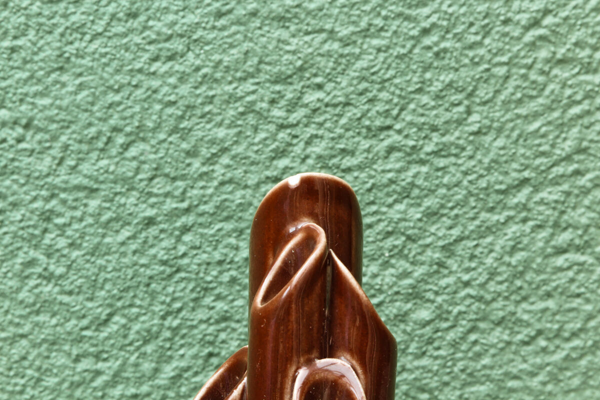 Ceramic vase, flower holder, ikebana, signed, 1960s