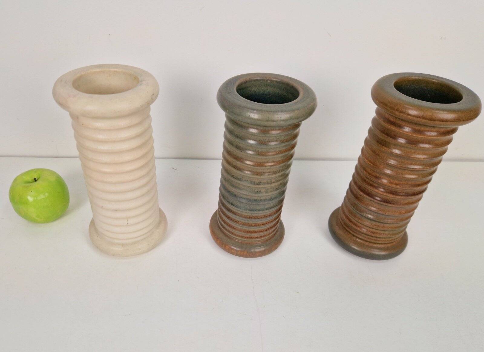 Vintage Scandinavian Ribbed Cylinder Vases, 1960s, Set of 3