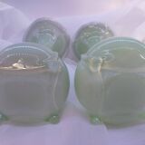 Paire de vases en verre soufflé multicouches style Murano anciens, rétro colorés, Art déco
