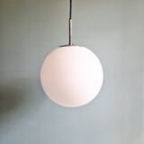 Large pendant lamp in white satin opal glass, Glashütte Limburg, 1970