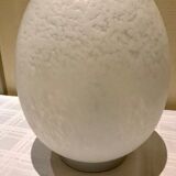 Egg lamp speckled white glass