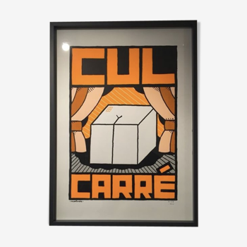 Affiche "Cul Carré" orange 70x50 cm sérigraphie faite main signée numérotée
