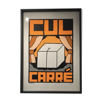 Affiche "Cul Carré" orange 70x50 cm sérigraphie faite main signée numérotée