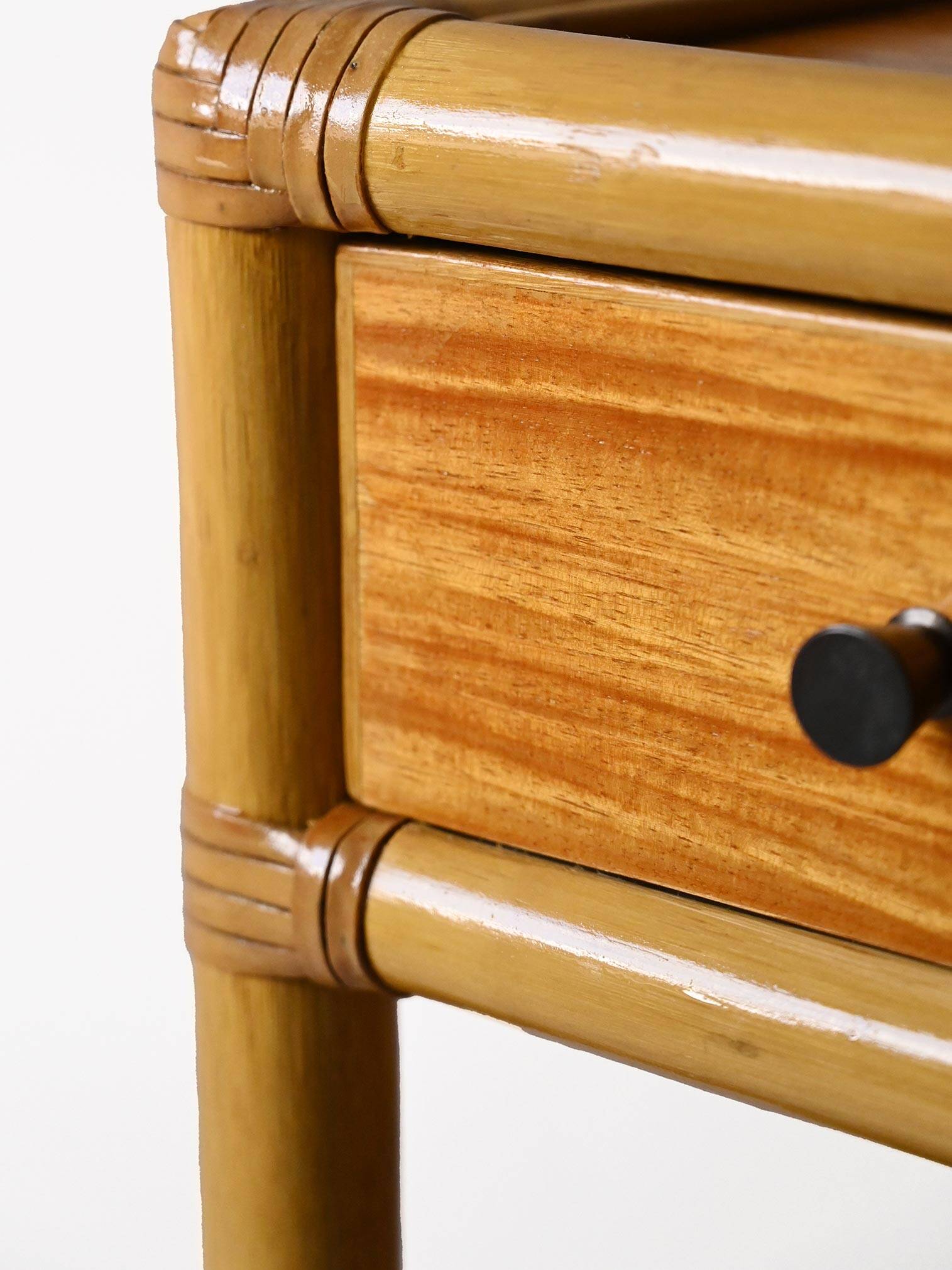 Vintage bamboo bedside tables