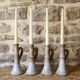 Set of 4 stoneware candle holders Pierre Lion - Puisaye
