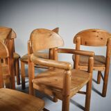 Dining chairs x 6, Rainer Daumiller, solid pine, 1970s