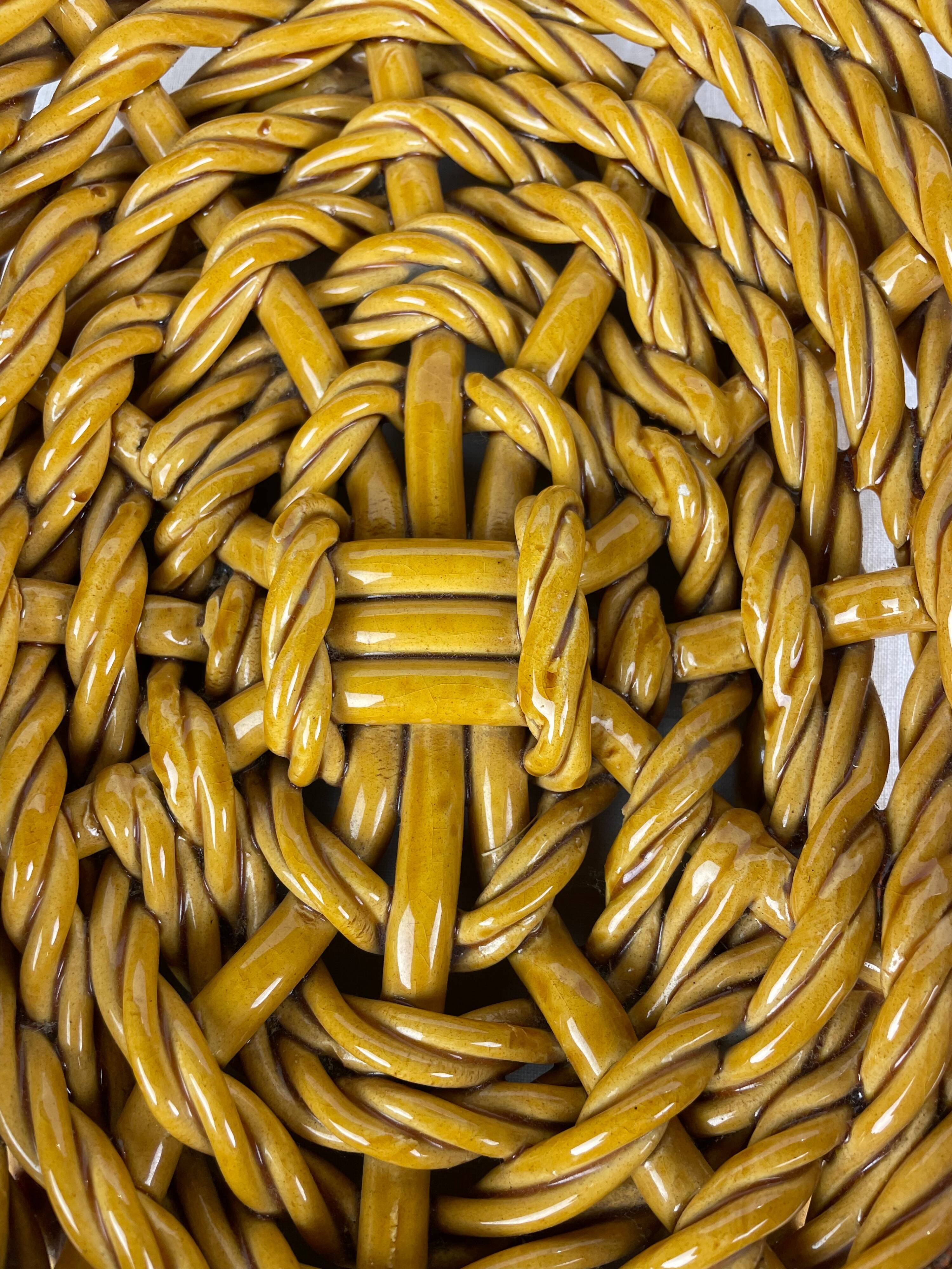 Ocher-colored ceramic basket