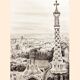 CHARCOAL DRAWING OF BARCELONA VIEW OF PARK GUELL. CITYSCAPE OF BARCELONA.