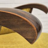 1950s, Danish vintage chair, light green cotton/wool fabric, beech wood.