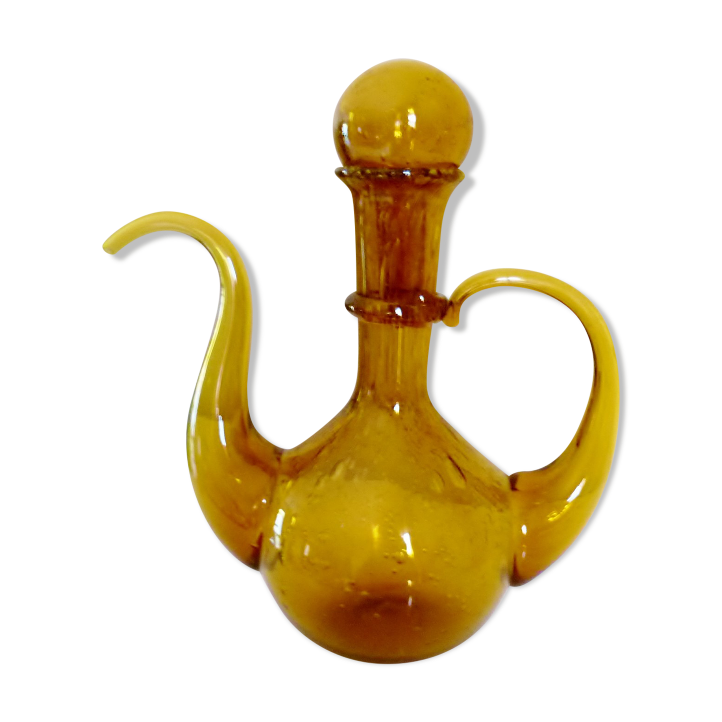 GRAND VASE EN verre ambré gouttes d'eau de EMPOLI, Italie 1960' de 31