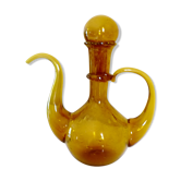 Carafe en verre soufflé de Biot, ambré, bullé, vintage années 70