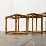 Nest of bamboo and glass tables in mid-century style, 1960s, set of 3.