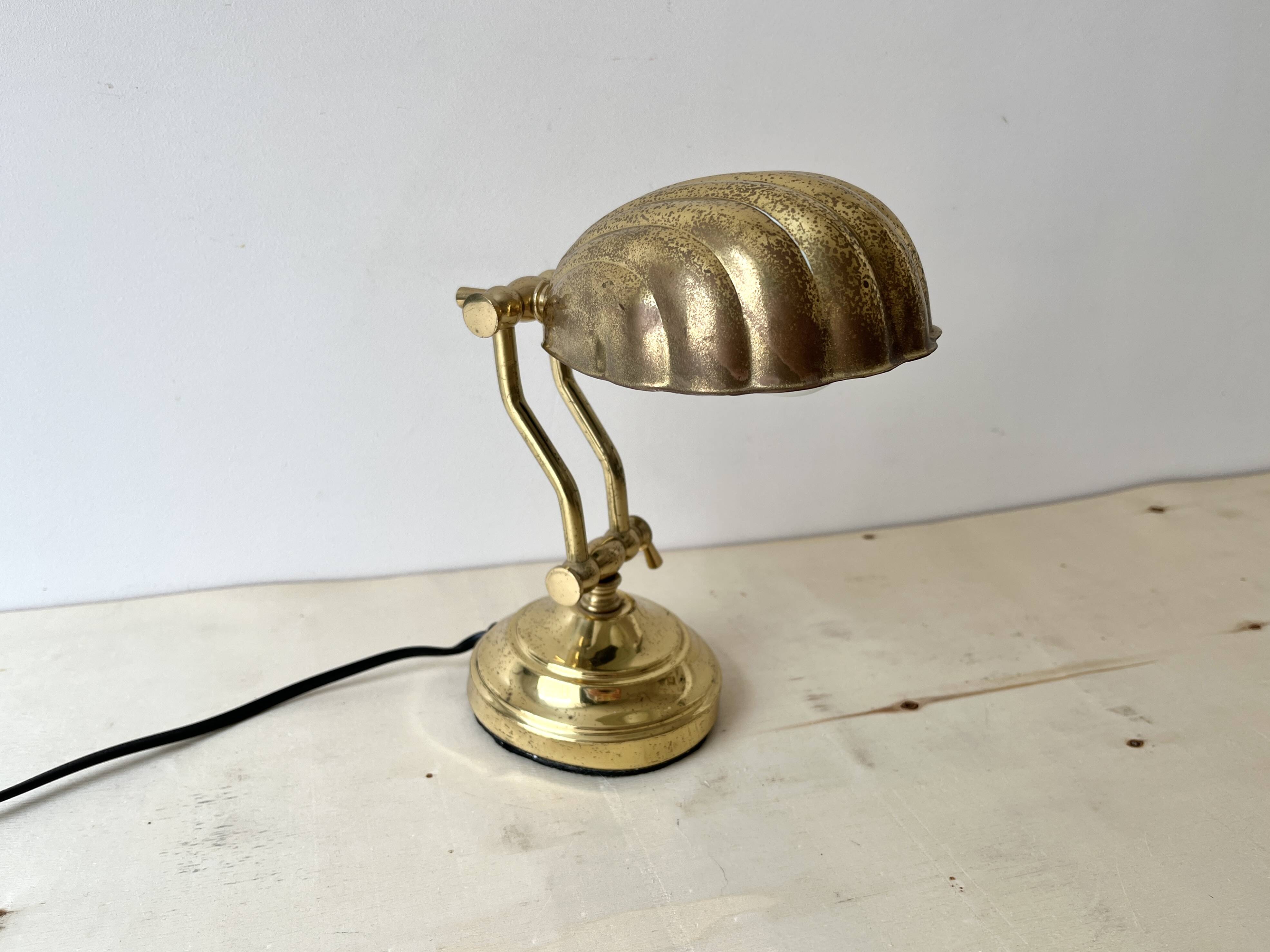 1950s brass "shell" desk lamp, vintage lighting