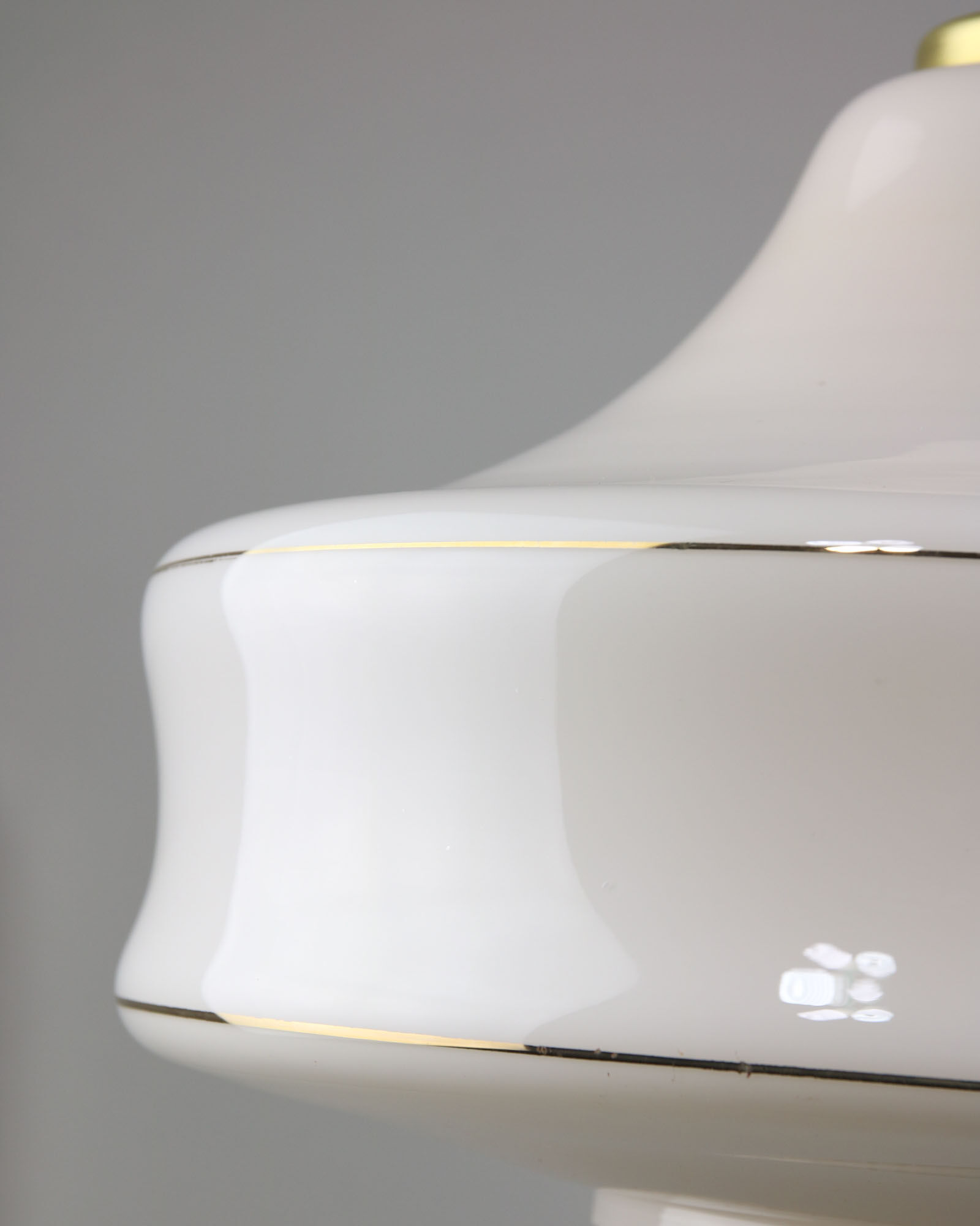 Mid-century White Glass & Brass Pendant Lamp