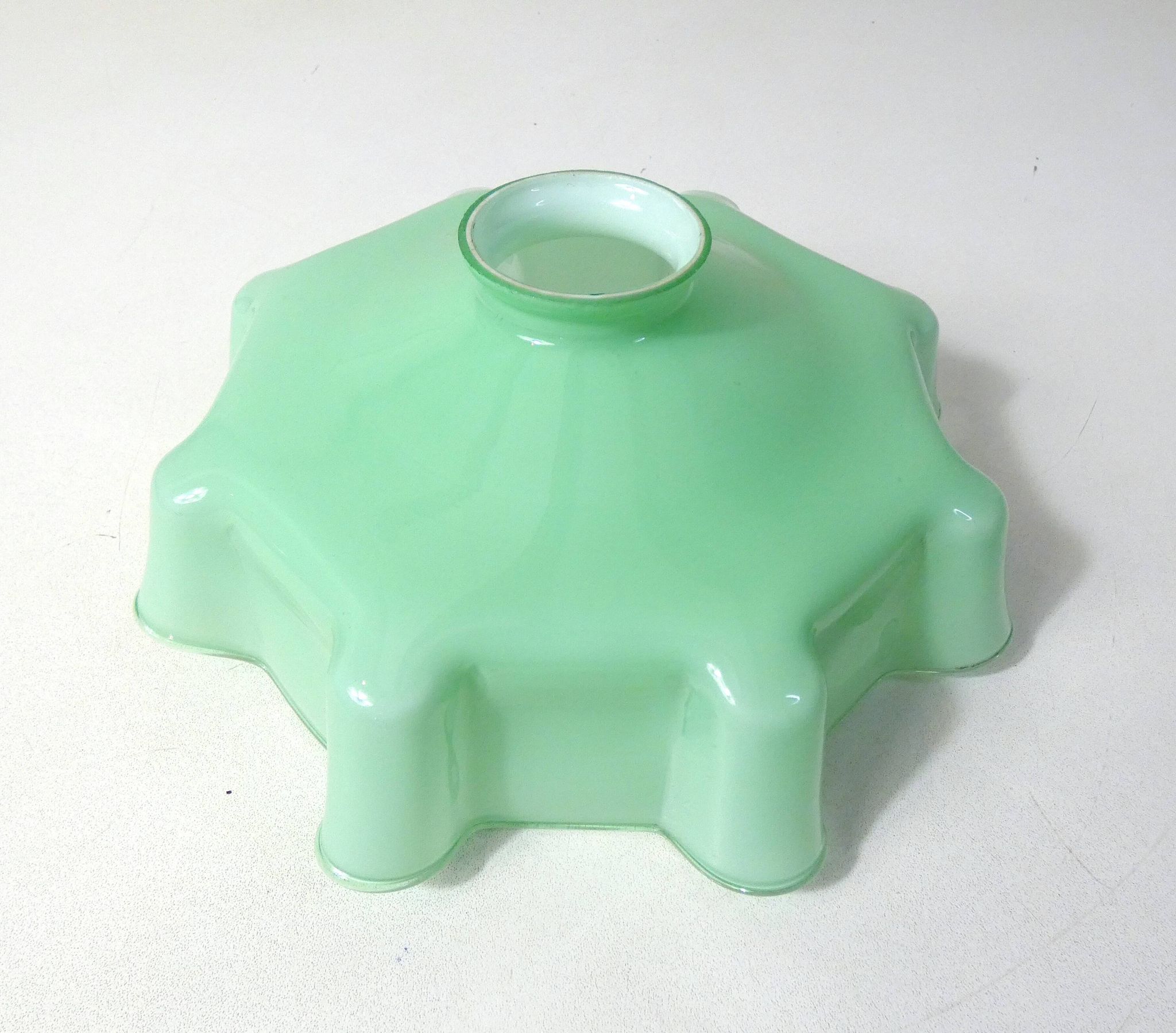 Old pendant lamp opaline glass chandelier vintage mint green lampshade