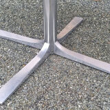 Round table in white formica, retractable, vintage, Collomb creation, 70s