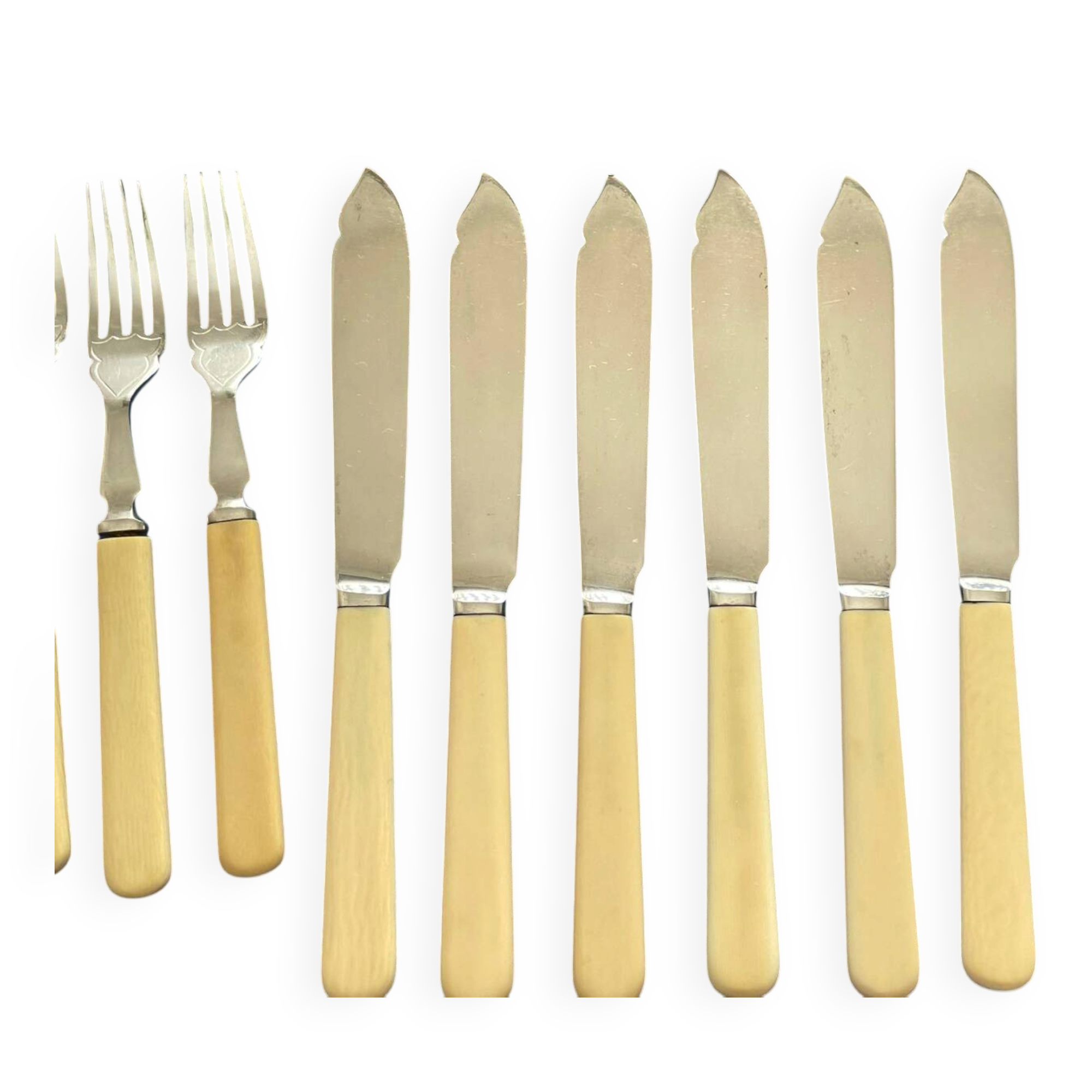 Vintage fish Cutlery set - Silver plated - set of 12 pieces