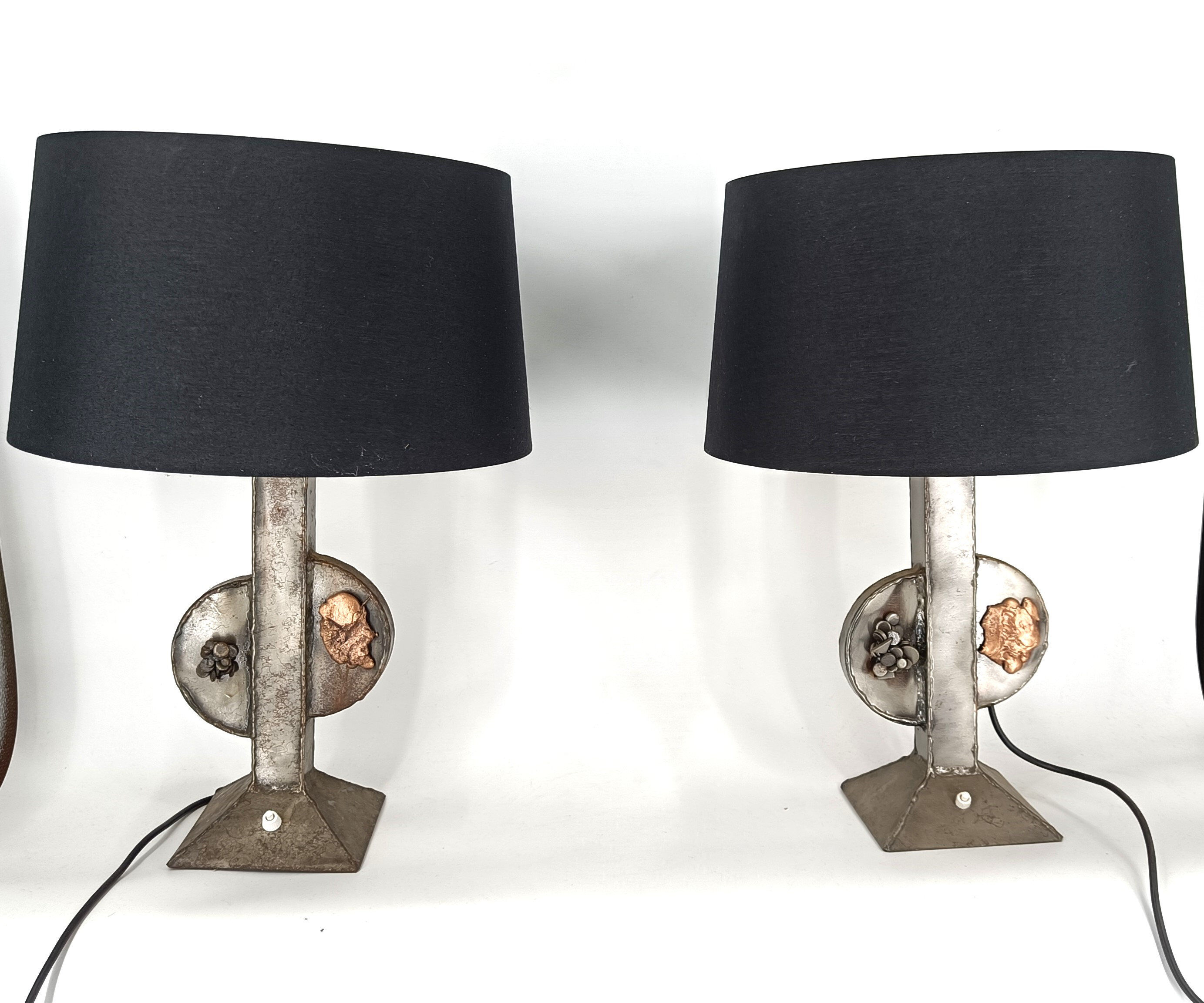Pair of brutalist table lamps, 1970s