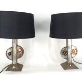 Pair of brutalist table lamps, 1970s