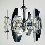 Chrome and glass lustre with lenses by Oscar Torlasco, Italy, 1960s.